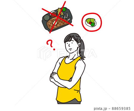 食事制限に悩むアジア人女性 88659385