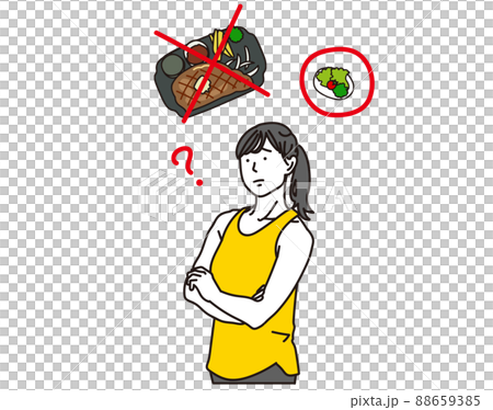 食事制限に悩むアジア人女性 88659385