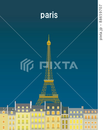 パリ　paris　エッフェル塔　tour　eiffel　夜景　トラベルポスター 88659707