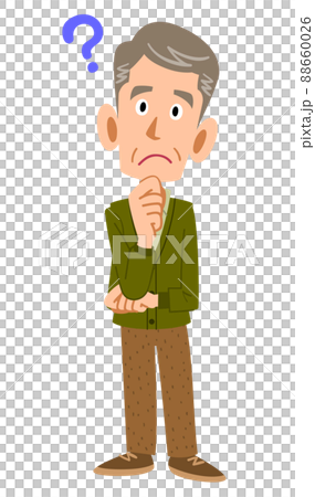 Whole body of an elderly man with doubts Whole body of an elderly man with doubts 88660026