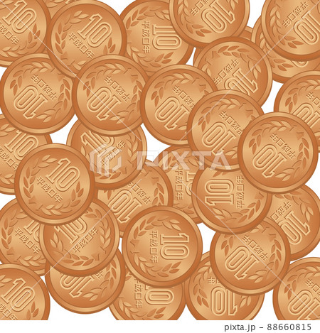 大量の10円玉イラストイメージ 大量の10円玉イラストイメージ 88660815