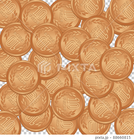 大量の10円玉イラストイメージ 大量の10円玉イラストイメージ 88660815