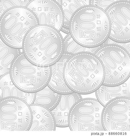 大量の500円玉イラストイメージ 88660816