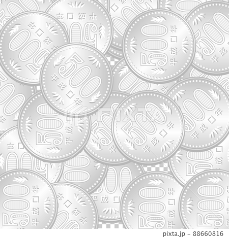 大量の500円玉イラストイメージ 88660816