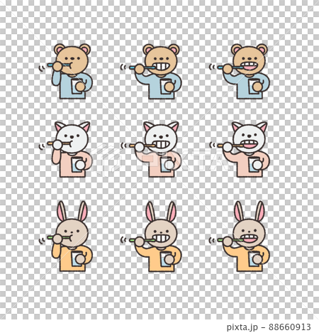 Animal's illustration material set to brush teeth with a toothbrush 88660913