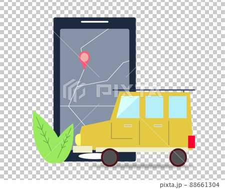 車とスマホのマップ ドライブ イラスト 車とスマホのマップ ドライブ イラスト 88661304