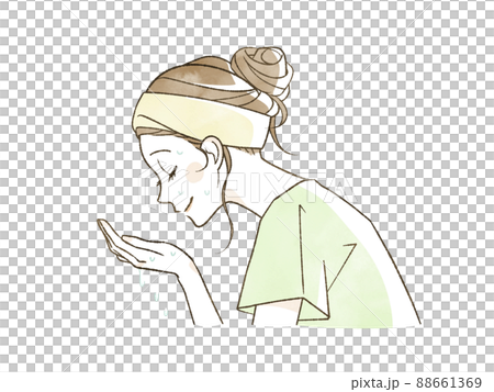Woman doing face washing 88661369