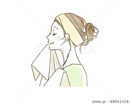 タオルで顔を拭いている女性 タオルで顔を拭いている女性 88661428