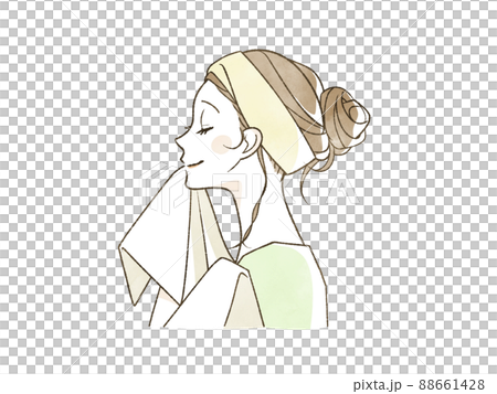 一個女人用毛巾擦臉 88661428