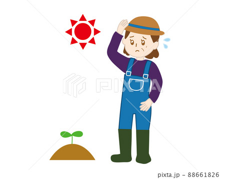 暑い日に農作業をする人 88661826