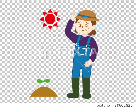 暑い日に農作業をする人 88661826