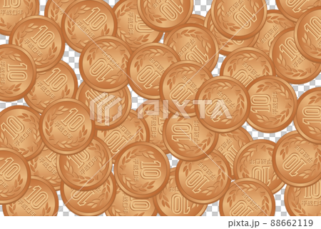 大量の10円玉イラストイメージ 88662119