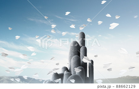 Multiple stone columns with breathtaking landscape 88662129