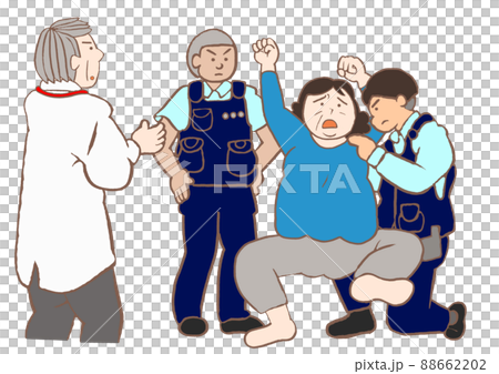 措置入院 警察官同行のもと措置診察を受ける統合失調症の女性と精神保健指定医のイラスト 措置入院 警察官同行のもと措置診察を受ける統合失調症の女性と精神保健指定医のイラスト 88662202