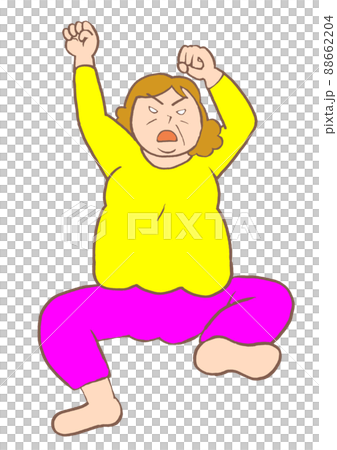 Illustration of a woman with bipolar disorder who is in a state of restlessness and flutters her limbs Illustration of a woman with bipolar disorder who is in a state of restlessness and flutters her limbs 88662204