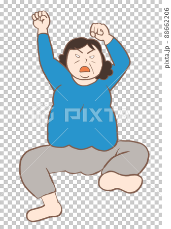 Illustration of a woman with schizophrenia who is in a state of restlessness and flutters her limbs Illustration of a woman with schizophrenia who is in a state of restlessness and flutters her limbs 88662206