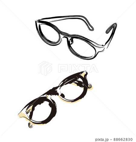 手描き線画のメガネイラスト 2組 おしゃれ スケッチ シンプルのイラスト素材 66 手描き線画のメガネイラスト 2組 おしゃれ スケッチ シンプルのイラスト素材 66
