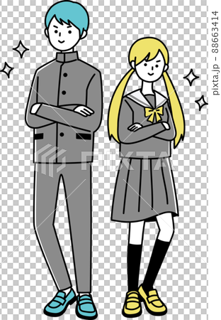 Male and female students with arm-folded pose lines 88663414