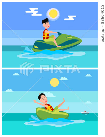 Jet Ski Collection of Summer Vector Illustration 88664015