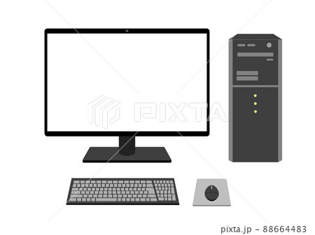 デスクトップパソコン一式のイラスト素材 [88664483] - PIXTA