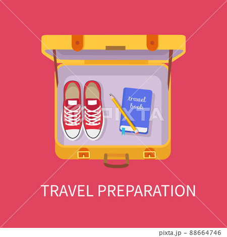 Travel Preparation Luggage Vector Illustration Travel Preparation Luggage Vector Illustration 88664746