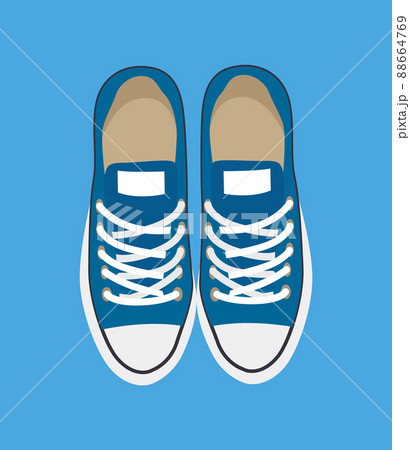 Pair of Casual Sneakers Isolated on Blue Backdrop 88664769