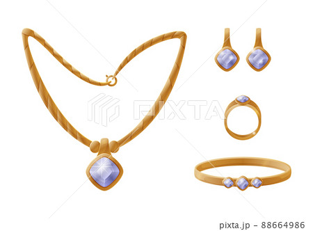 Chain of Gold and Ring Set Vector Illustration 88664986