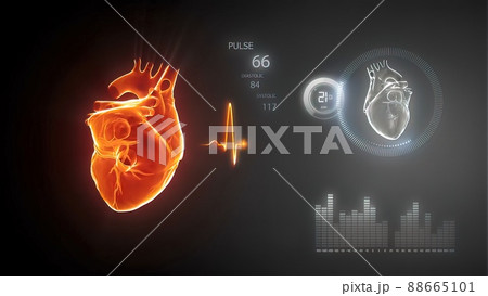 Heart Blood Pumping. Coronary Circulation. Science And Health Related 3D Render Heart Blood Pumping. Coronary Circulation. Science And Health Related 3D Render 88665101