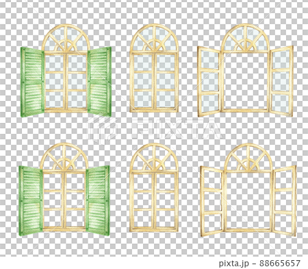 木製西式窗套 手繪彩色鉛筆劃 88665657