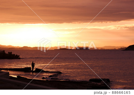 富津岬夕景 88666165