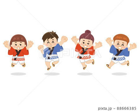 夏祭り 法被を着た子供のイラスト素材