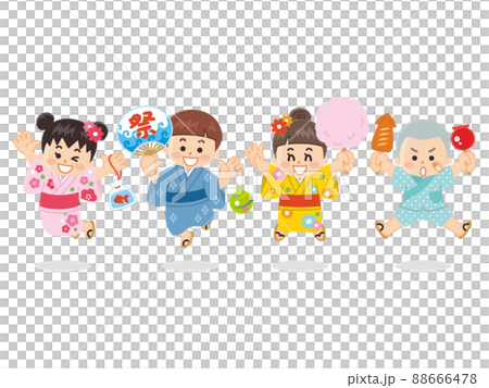 Summer festival children wearing yukata 88666478