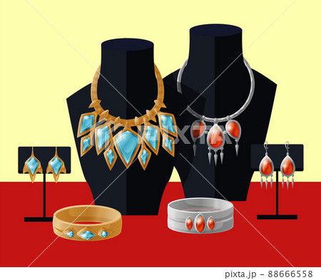 Accessory Silver and Gold Set Vector Illustration Accessory Silver and Gold Set Vector Illustration 88666558