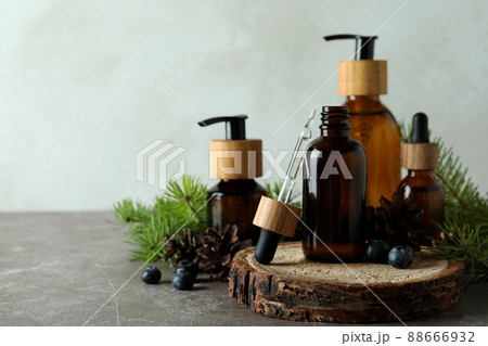 Natural spa cosmetics on gray textured table 88666932