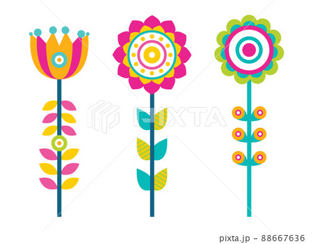 Colorful Flowers with Bright Buds and Small Leaves 88667636