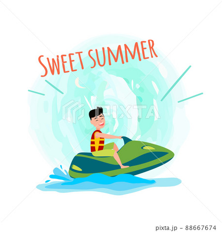 Sweet Summer Poster Man on Jet Ski Ride Having Fun 88667674