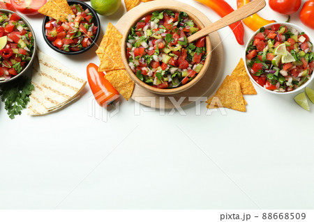 Mexican food concept with Pico de Gallo on white background 88668509