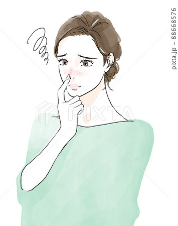 肌トラブルに悩む女性イラスト 88668576