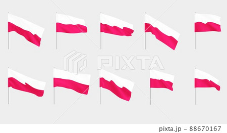 flags11setplPolish flags. Poland national waving flags. Vector 88670167