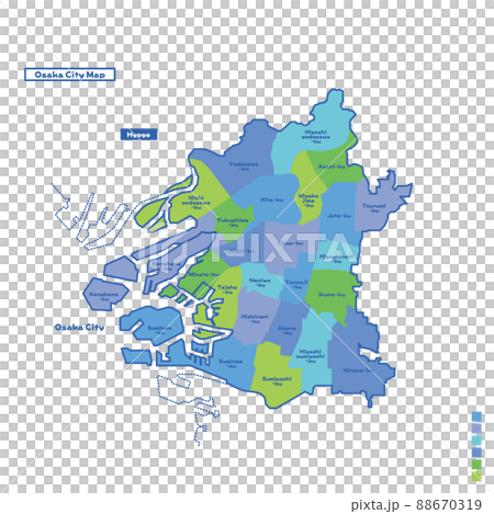 Osaka City Administrative District / Osaka City Map I tried to color-code by color on a rainy day (English version) Osaka City Administrative District / Osaka City Map I tried to color-code by color on a rainy day (English version) 88670319