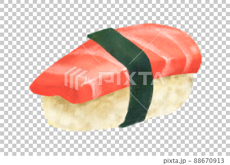 Hand drawing Japanese food toro blue fin tuna sushi nigiri Hand drawing Japanese food toro blue fin tuna sushi nigiri 88670913