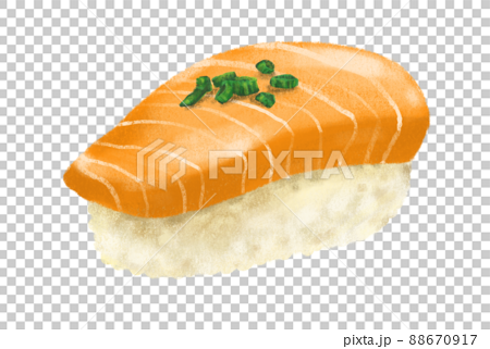 Hand drawing Japanese food sushi salmon sashimi nigiri 88670917