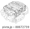 豪華なサンドイッチの線画 88672739