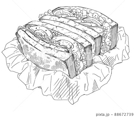 豪華なサンドイッチの線画 88672739