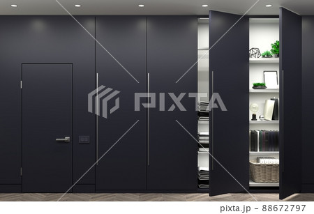 Modern dark wardrobe and minimalist doors furniture 88672797