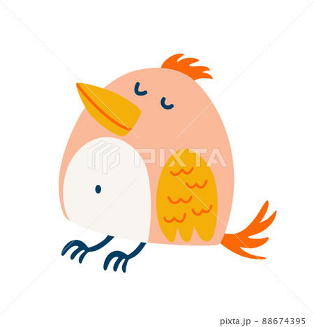 Funny Parrot. Exotic bird. Children's Cartoon Vector illustration for postcards, posters, designing children's clothing. 88674395