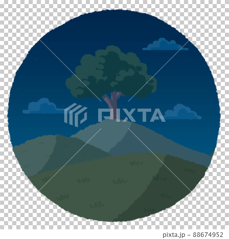 Night hills and trees (circular icon) Night hills and trees (circular icon) 88674952