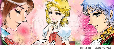 70年代少女漫画イケメン王子様たちのデートのお誘いに迷う金髪美女の妄想イラスト 70年代少女漫画イケメン王子様たちのデートのお誘いに迷う金髪美女の妄想イラスト 88675798