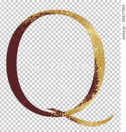 Dark red and Golden glitter capital letter Q with dispersion effect, festive design element 88677965