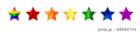 カラフルな虹色の星のイラスト、切り抜き素材のセット、LGBT、LGBTQ 88680743